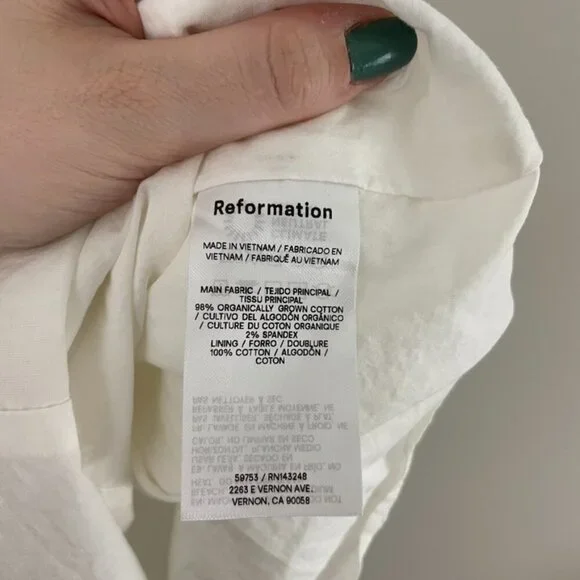 Reformation White Sleeveless V Neck Fit & Flare Mini Dress Size 12 - Picture 4 of 7